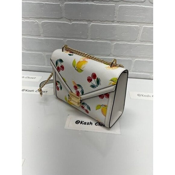 Michael Kors shoulder bag whitney medium fruit print MK purse Optic White - Picture 10 of 11